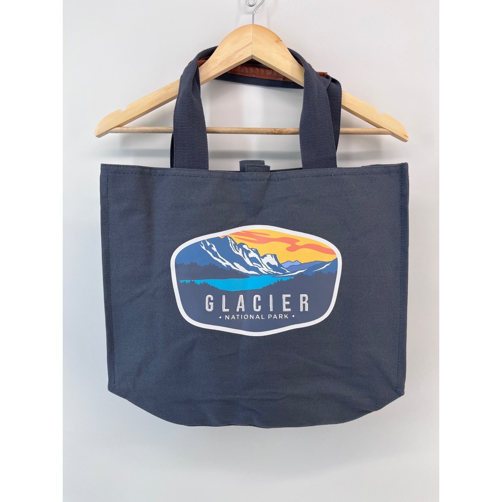 Glacier National Park Canvas Tote Bag Navy Blue Souvenir Travel Bag Graphic